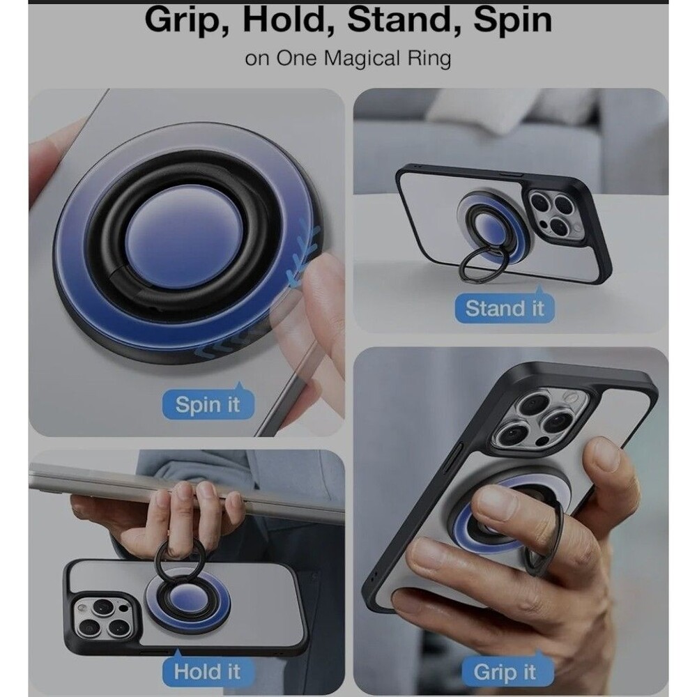 Phone Ring Grip for MagSafe with Fidget Spinner [2025] - 360° Black Galaxy - Picture 9 of 12